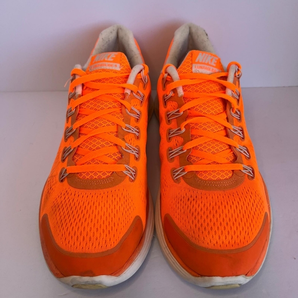 Size 13 Nike Men's Lunarglide 4 Fluorescent Orange Athletic Shoes. No insole - Picture 7 of 15